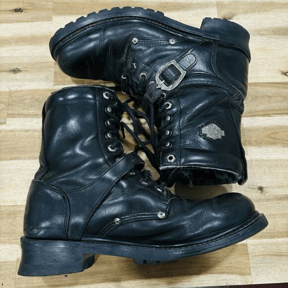 Harley-Davidson Men's Faded Glory Black Leather Motorcycle Riding Boots Size 10 - Picture 7 of 13